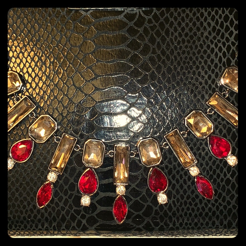 Cache Necklace Smoky Quartz and Red Stones